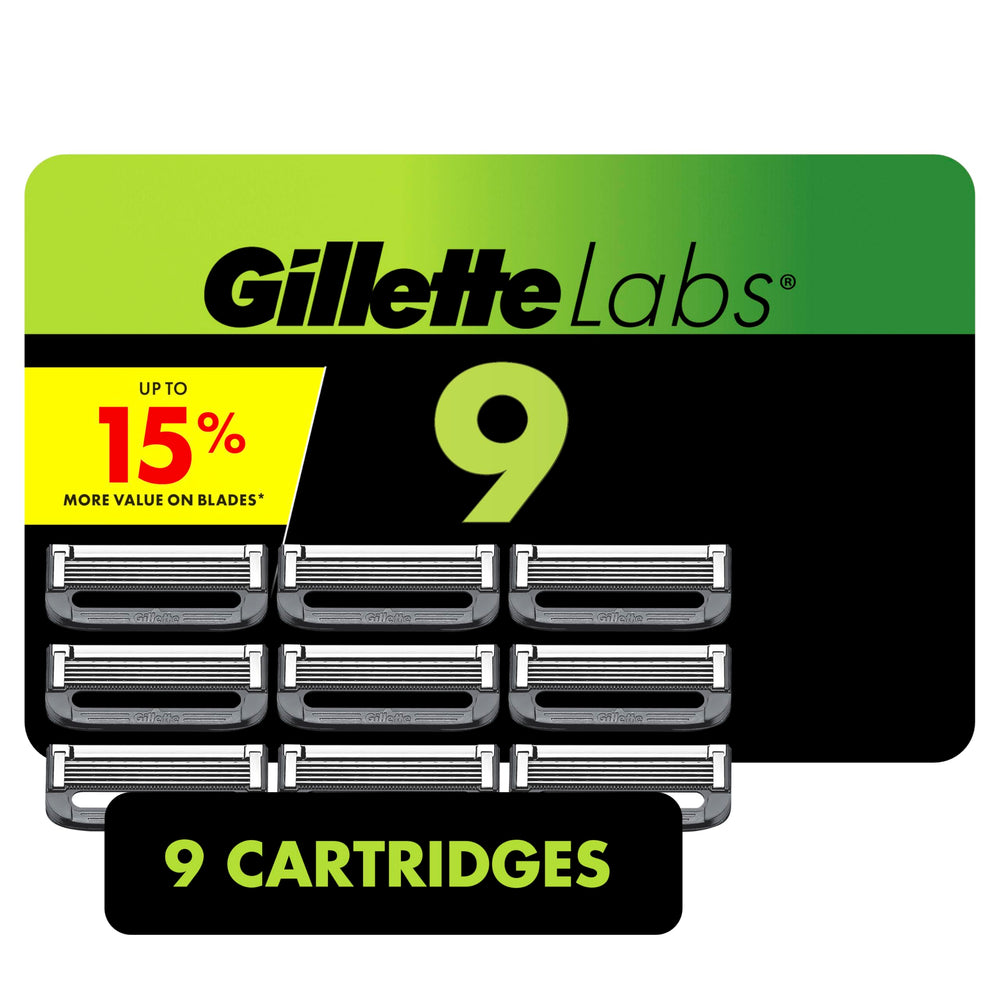 GilletteLabs razor blade refills 9-count for quick blade swaps and close shaves.