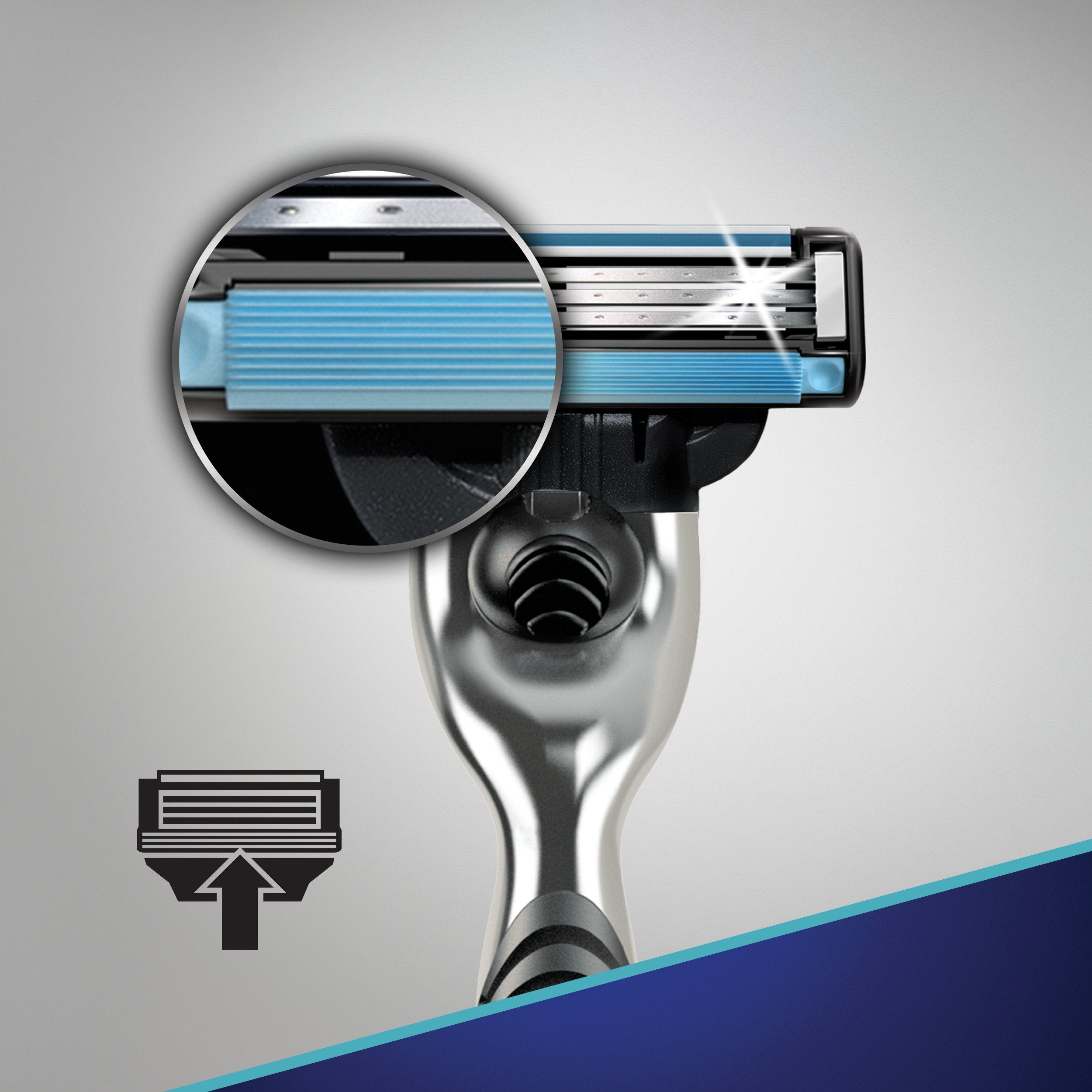 Gillette Mach3 pack front view highlighting complete razor system.