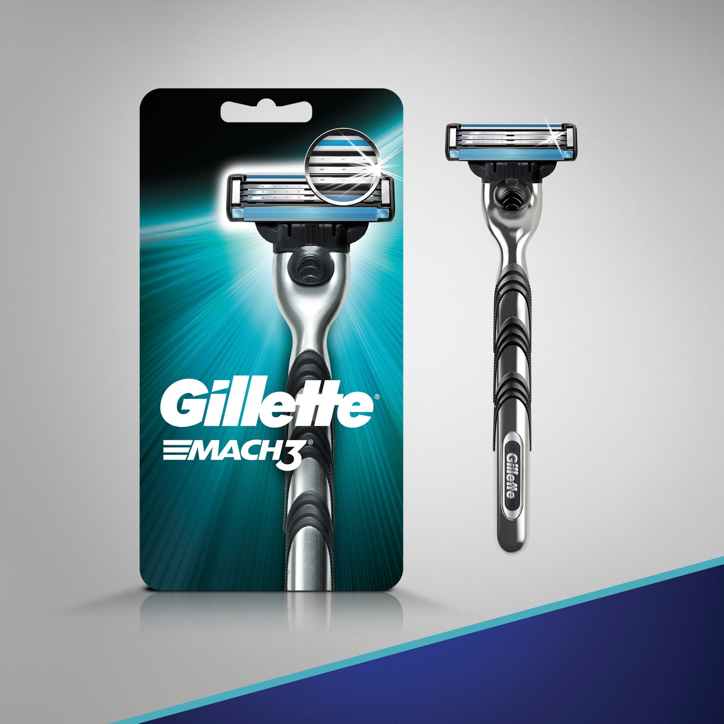 Gillette Mach3 razor head tilt view for precise shaving angles.