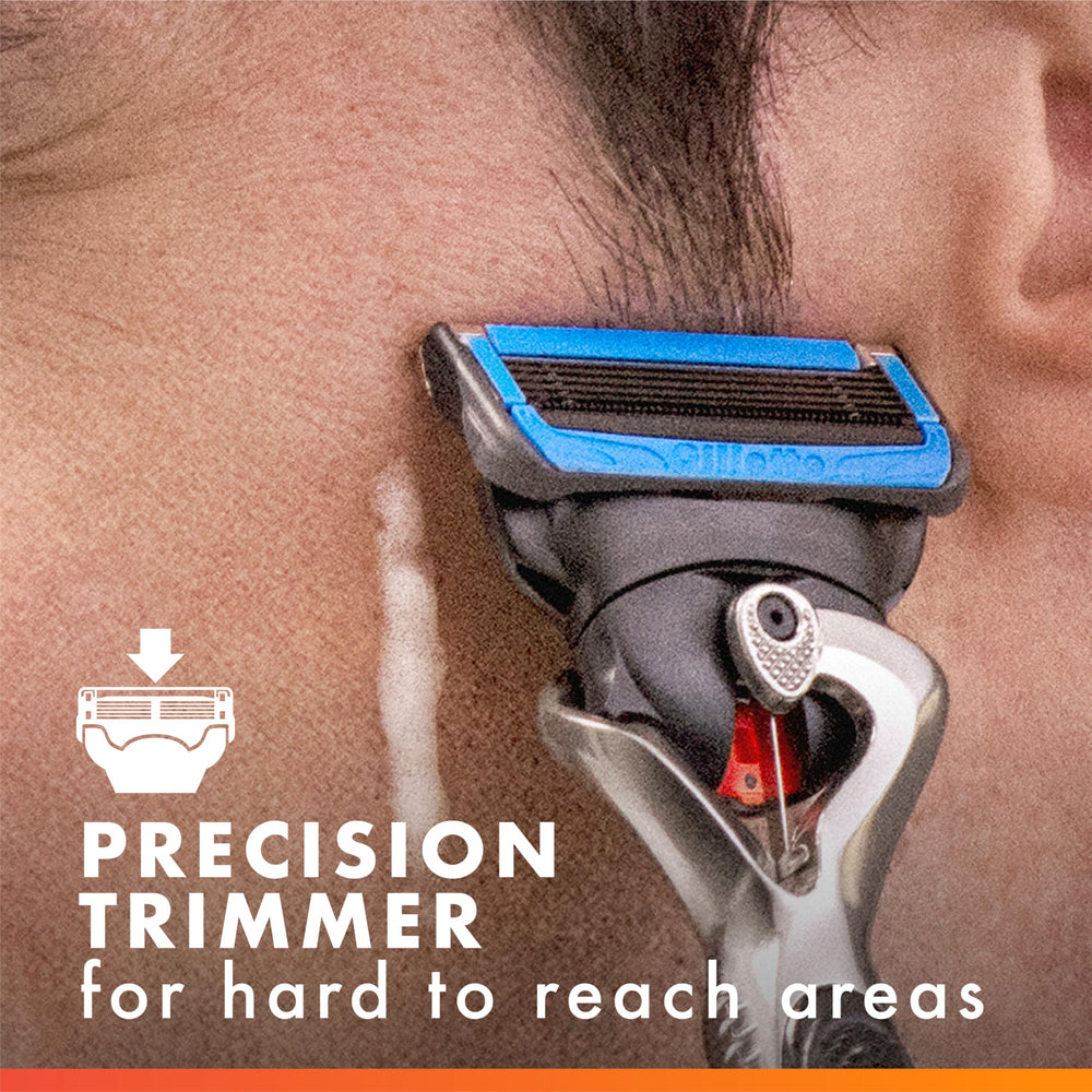 Gillette ProGlide blade refills close-up with microfins and microcomb features.