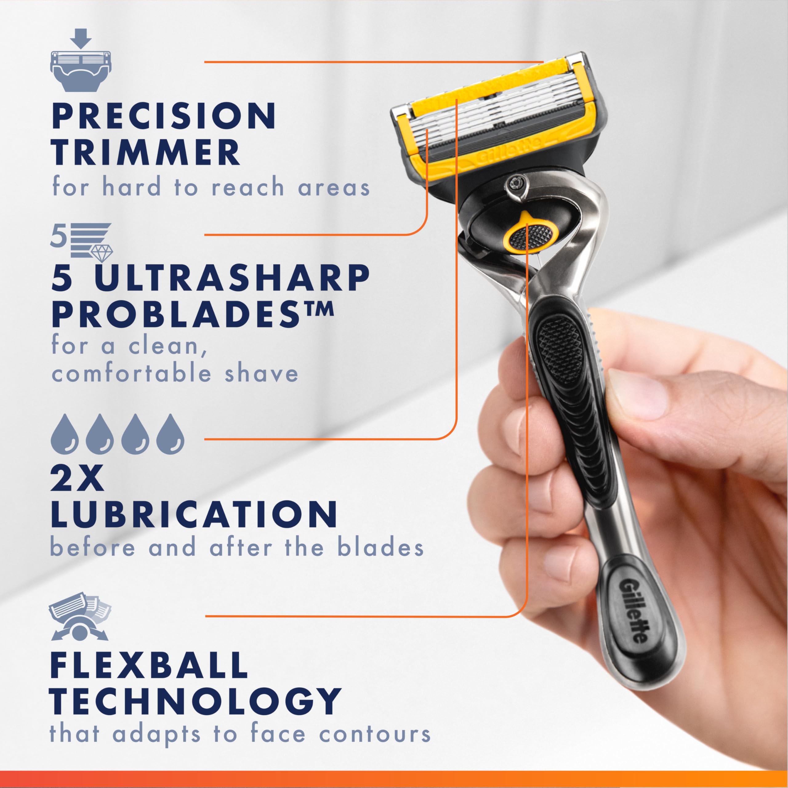 Gillette ProGlide Chill blue-pack refills provide a cooling sensation during shaving.
