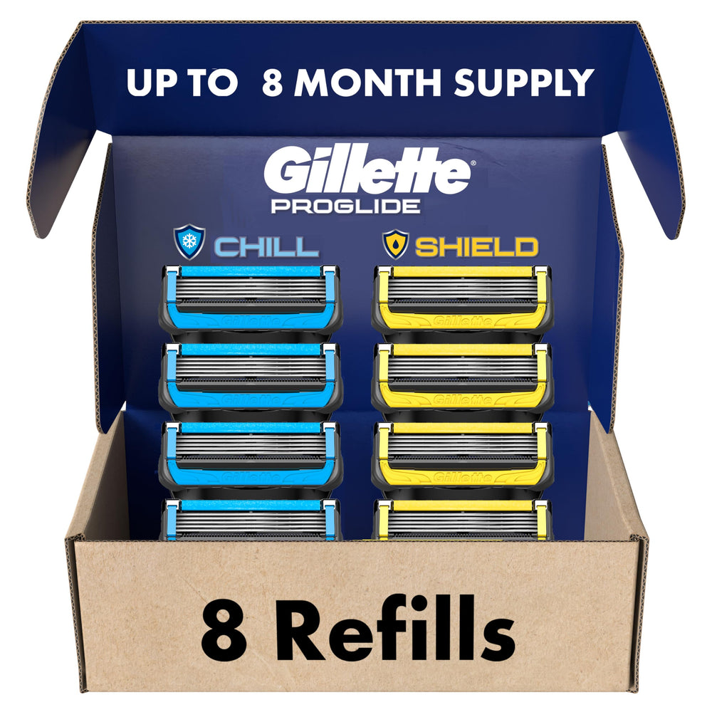 Gillette ProGlide Shield yellow-pack refills shield skin from irritation during shaving.
