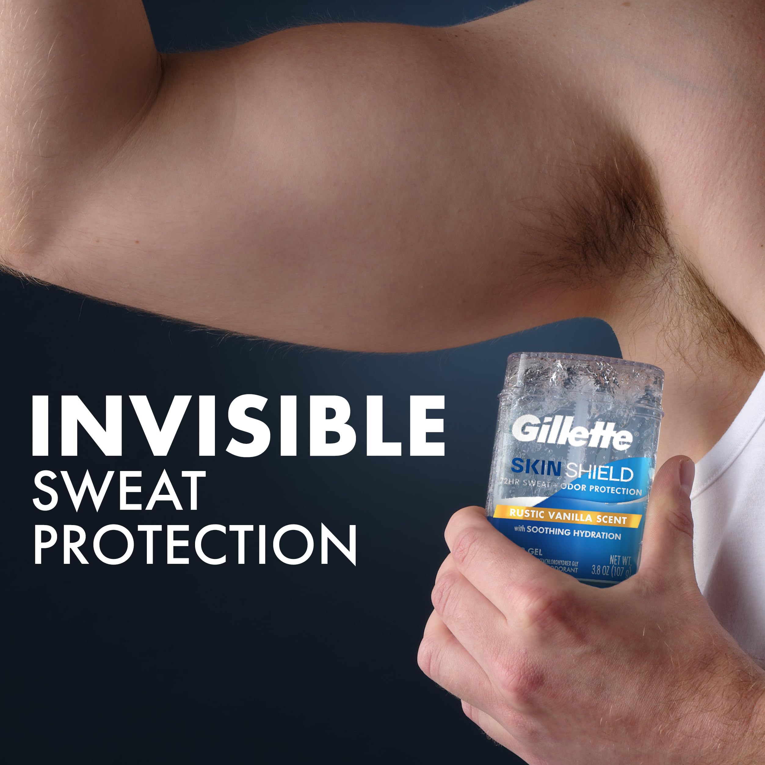 Gillette SkinShield 72-hour protection swatch for long-lasting dryness.
