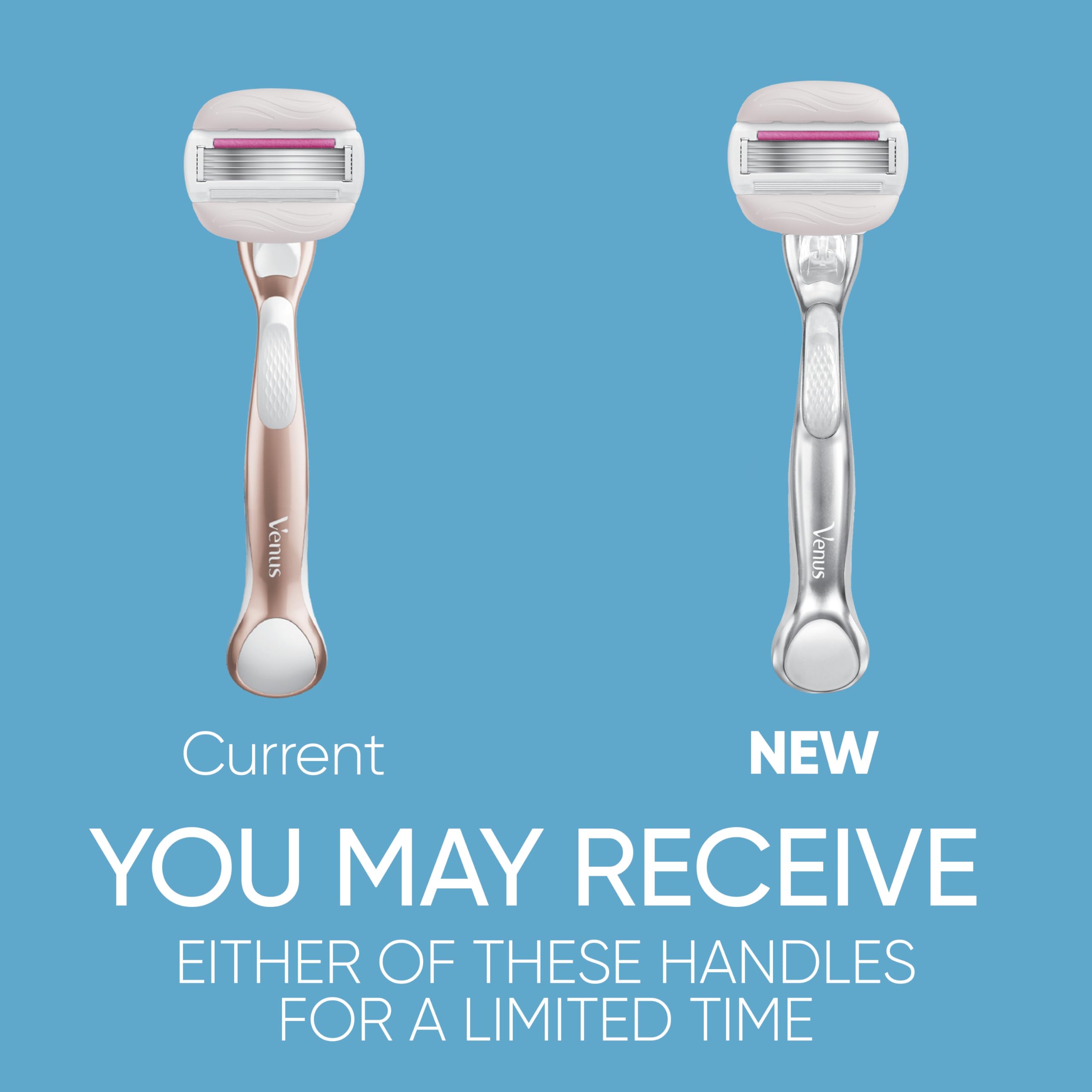 Five-blade cartridge close-up from Gillette Venus ComfortGlide for lasting smoothness.