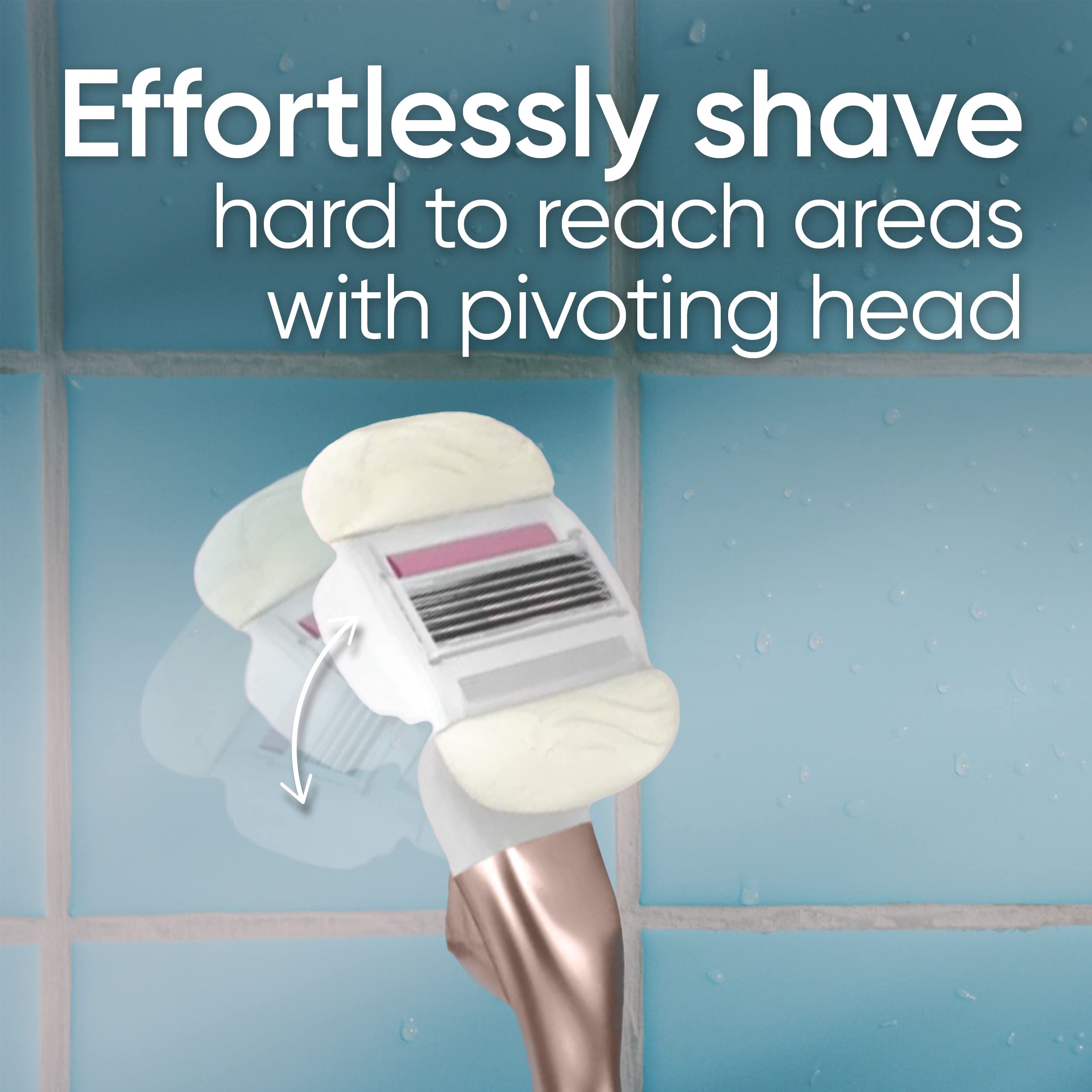 Rose-gold metal handle of the Venus ComfortGlide built for durability and comfort.