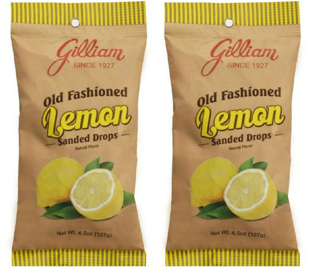 Gilliam lemon drops sanded texture in a 4.5 oz bag for nostalgic snacking.
