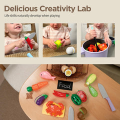 GILOBABY cutting board and knife enable safe pretend slicing.