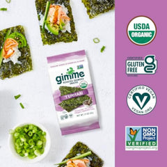 GimMe assorted seaweed flavors on a tasting tray, inviting healthy snack options