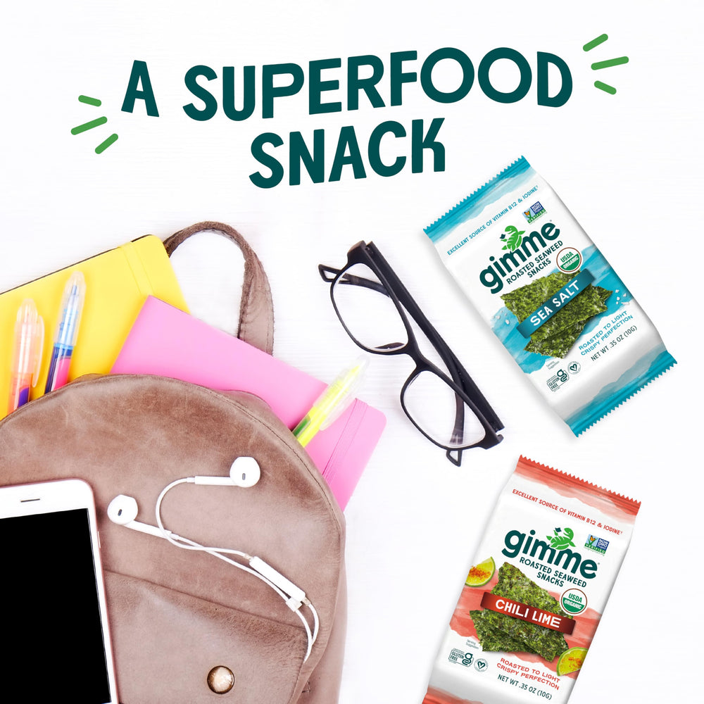 GimMe Seaweed Chili Lime on-the-go pack ready for travel.