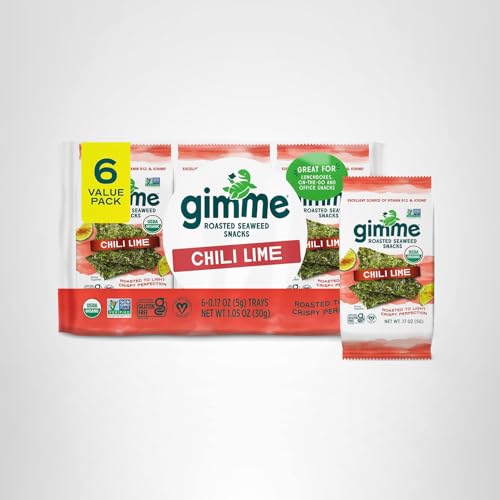 GimMe Seaweed Chili Lime lunchbox pack offers savory crunch.