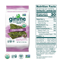 GimMe crispy roasted seaweed sheets in Teriyaki flavor.