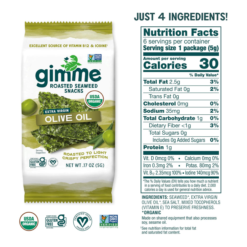GimMe evoo-crispy seaweed close-up with a buttery olive oil aroma.