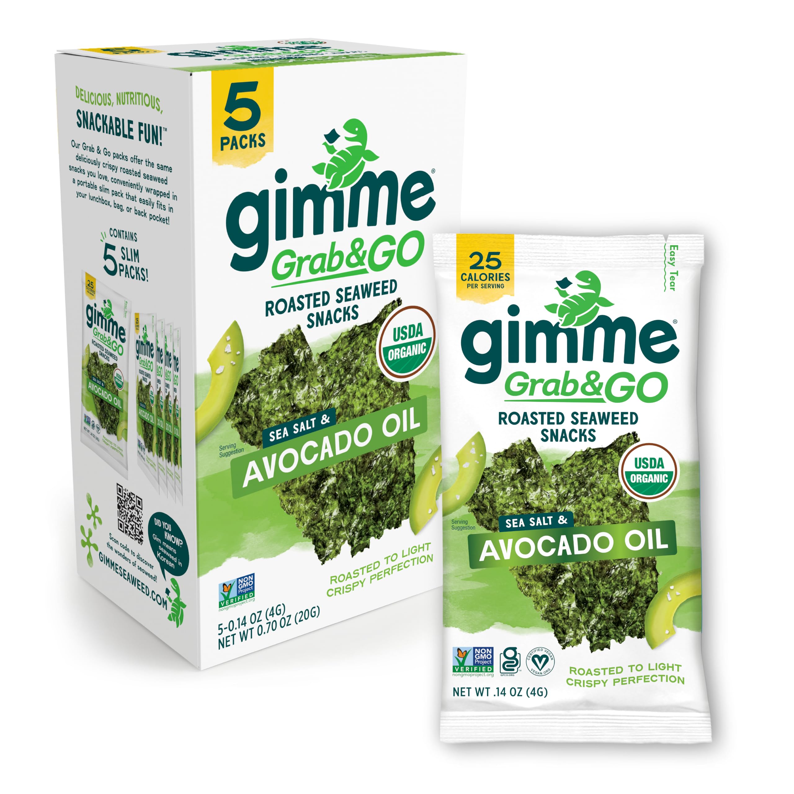 GimMe seaweed grab-and-go avocado oil sea salt pack for keto-friendly snacking.