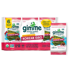 gimMe Seaweed Korean BBQ pack: crispy on-the-go snack with bold flavor.