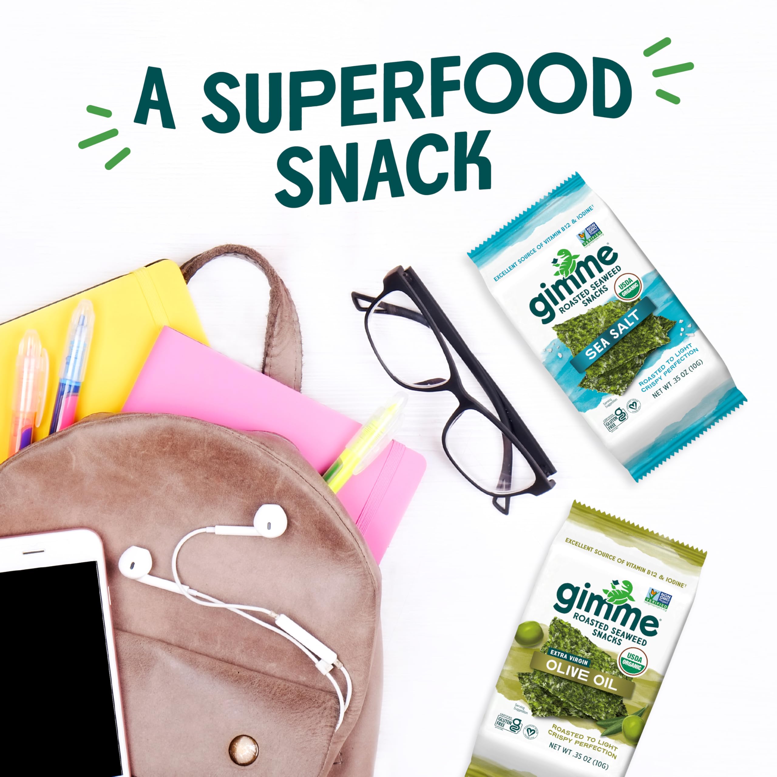 GimMe nori sheets display, versatile seaweed snack for any meal.