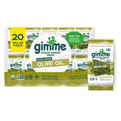 GimMe seaweed organic roasted snack with olive oil, perfect for on-the-go.