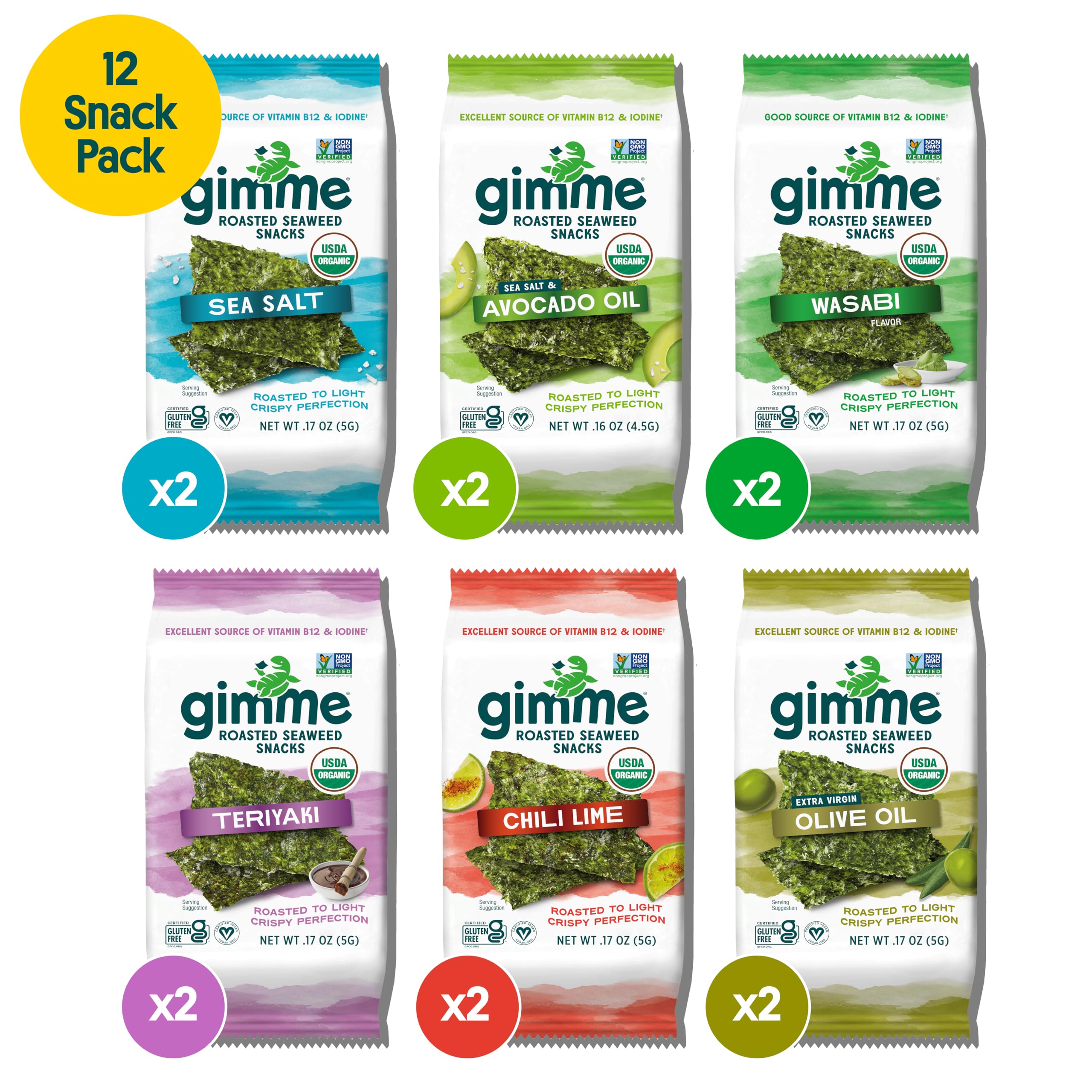 GimMe seaweed teriyaki flavor pack held in hand for a quick bite