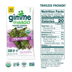 gimMe Seaweed Teriyaki pack back with nutrition facts visible