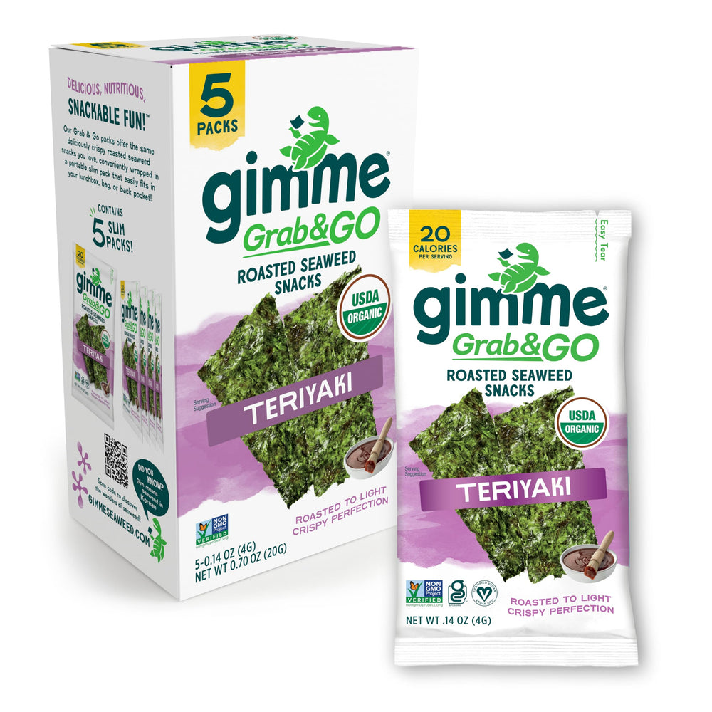 gimMe Seaweed Teriyaki pack front, ideal for on-the-go snacking