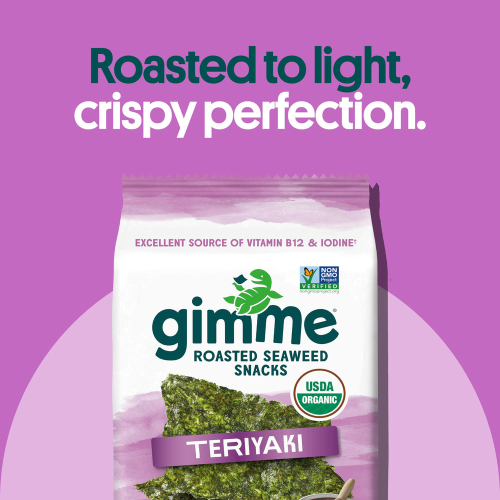 GimMe seaweed toasted sesame pack close-up with crispy texture