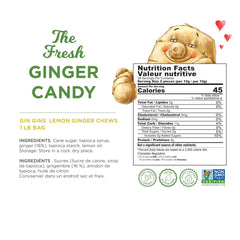 GIN GINS lemon ginger chews individually wrapped for convenient on the go snacking