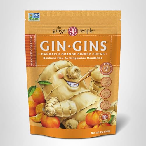 The Ginger People GIN GINS Mandarin Orange Chews sustainably sourced ginger for responsible snacking.