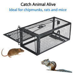 Gingbau Live Chipmunk Trap, side view, galvanized iron construction