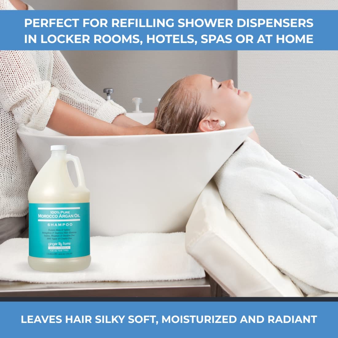 Hair texture after wash with Ginger Lily Farms argan oil shampoo shows silky softness