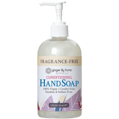 Ginger Lily Farms hand soap bottle with pump delivers fragrance-free cleansing.