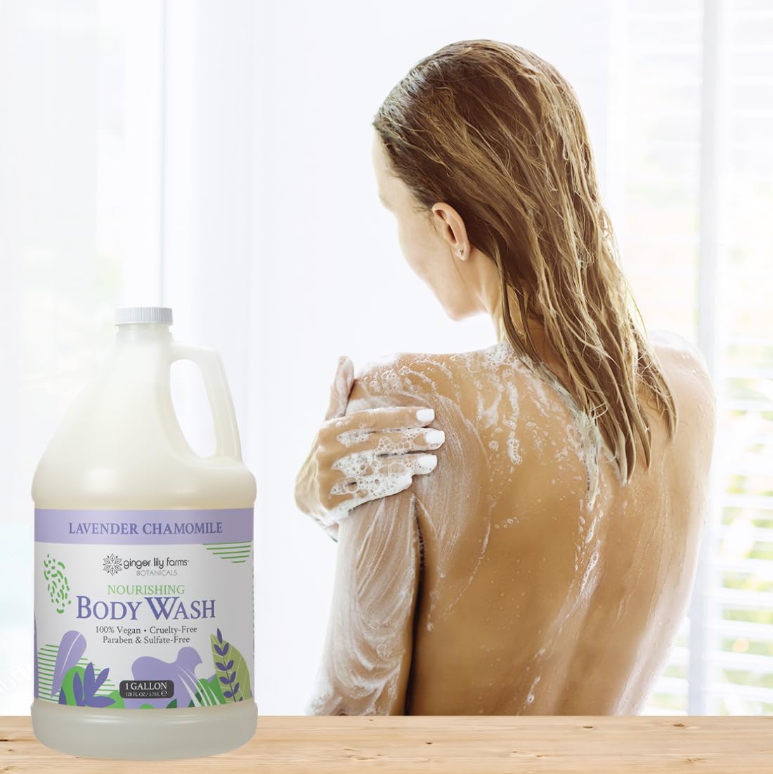 Ginger Lily Farms Botanicals Nourishing Body Wash with towels for home wellness