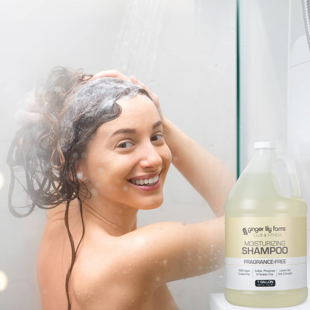 Ginger Lily Farms Club & Fitness gluten-free sulfate-free label indicates gentle cleansing.