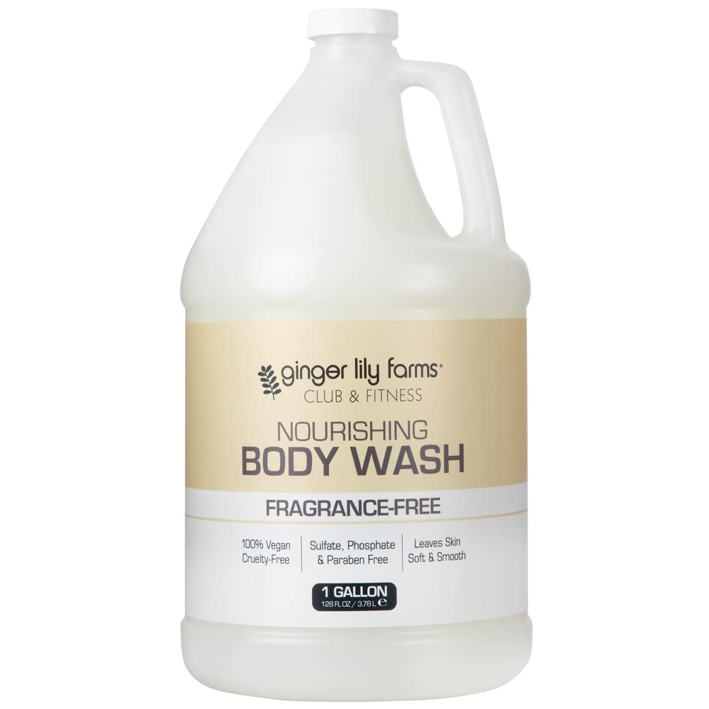 Ginger Lily Farms Club & Fitness Nourishing Body Wash bottle front showing vegan formula