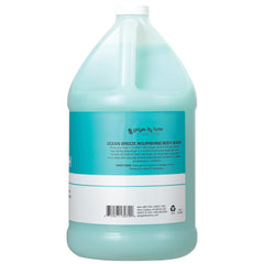 Ginger Lily Farms Club and Fitness Ocean Breeze bottle closeup showing creamy lather
