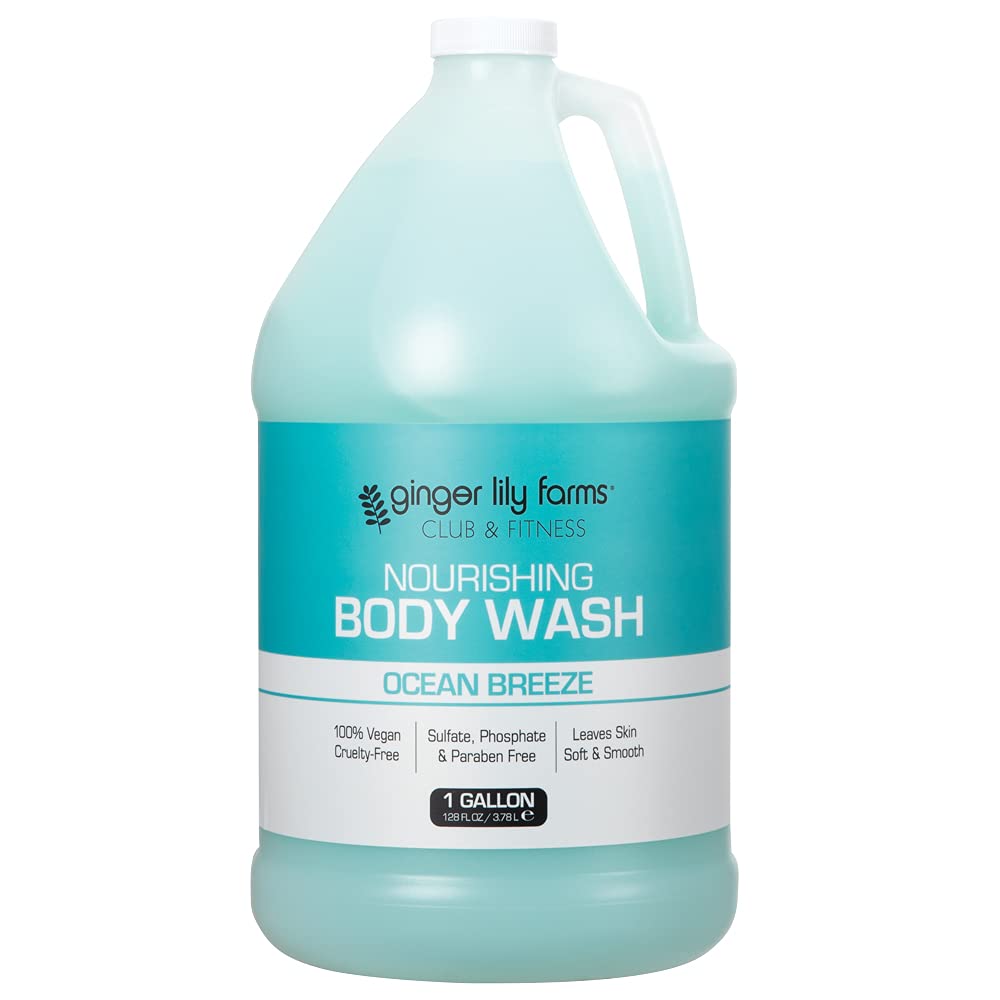 Ginger Lily Farms Club and Fitness Ocean Breeze bottle pour for easy gym refills