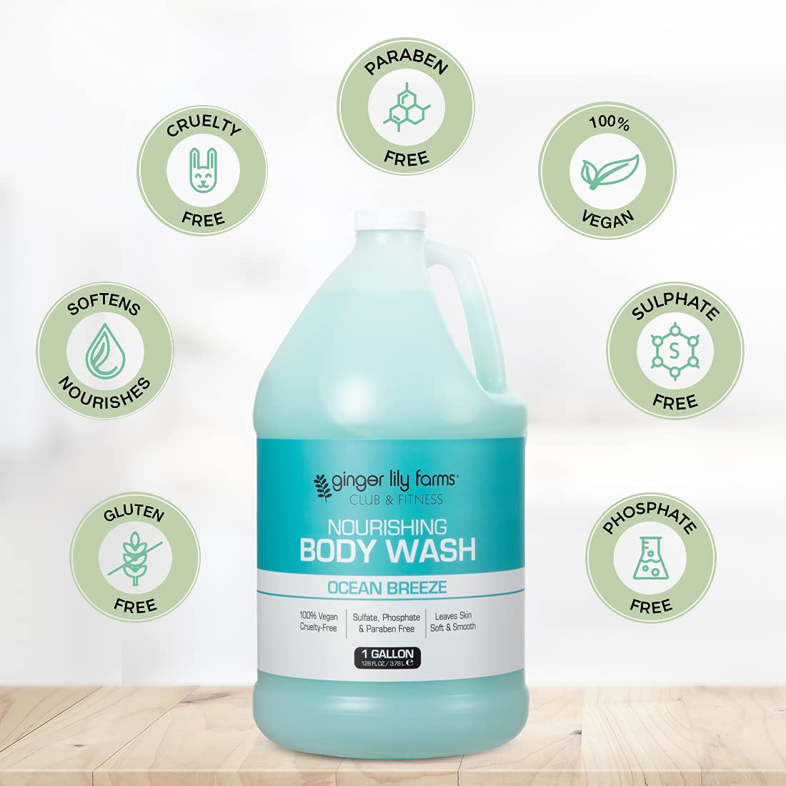 Ginger Lily Farms Club and Fitness Ocean Breeze foam lather in the shower