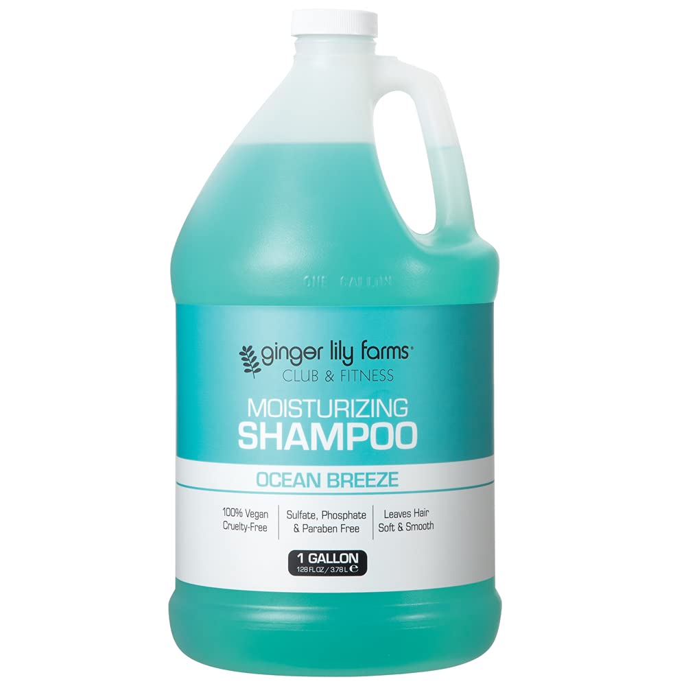 Ginger Lily Farms Ocean Breeze shampoo bottle delivering lasting moisture for all hair types