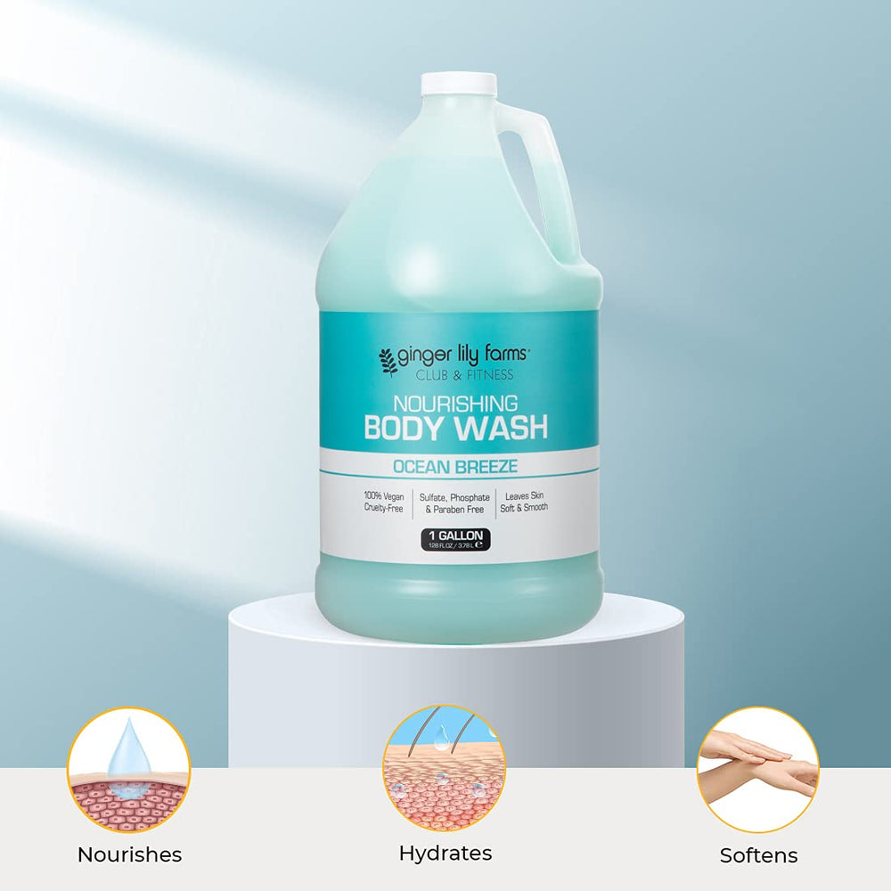 Ginger Lily Farms Club and Fitness Ocean Breeze skin after wash appears soft and refreshed