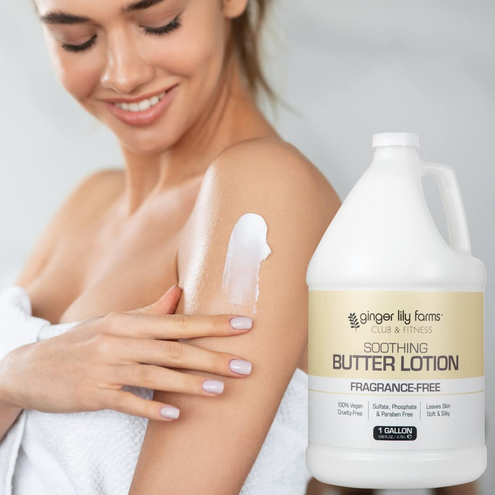 Ginger Lily Farms shea butter and aloe vera blend nourishes dry skin.