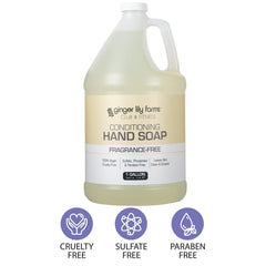 Ginger Lily Farms close-up shows silky creamy lather for skin comfort.