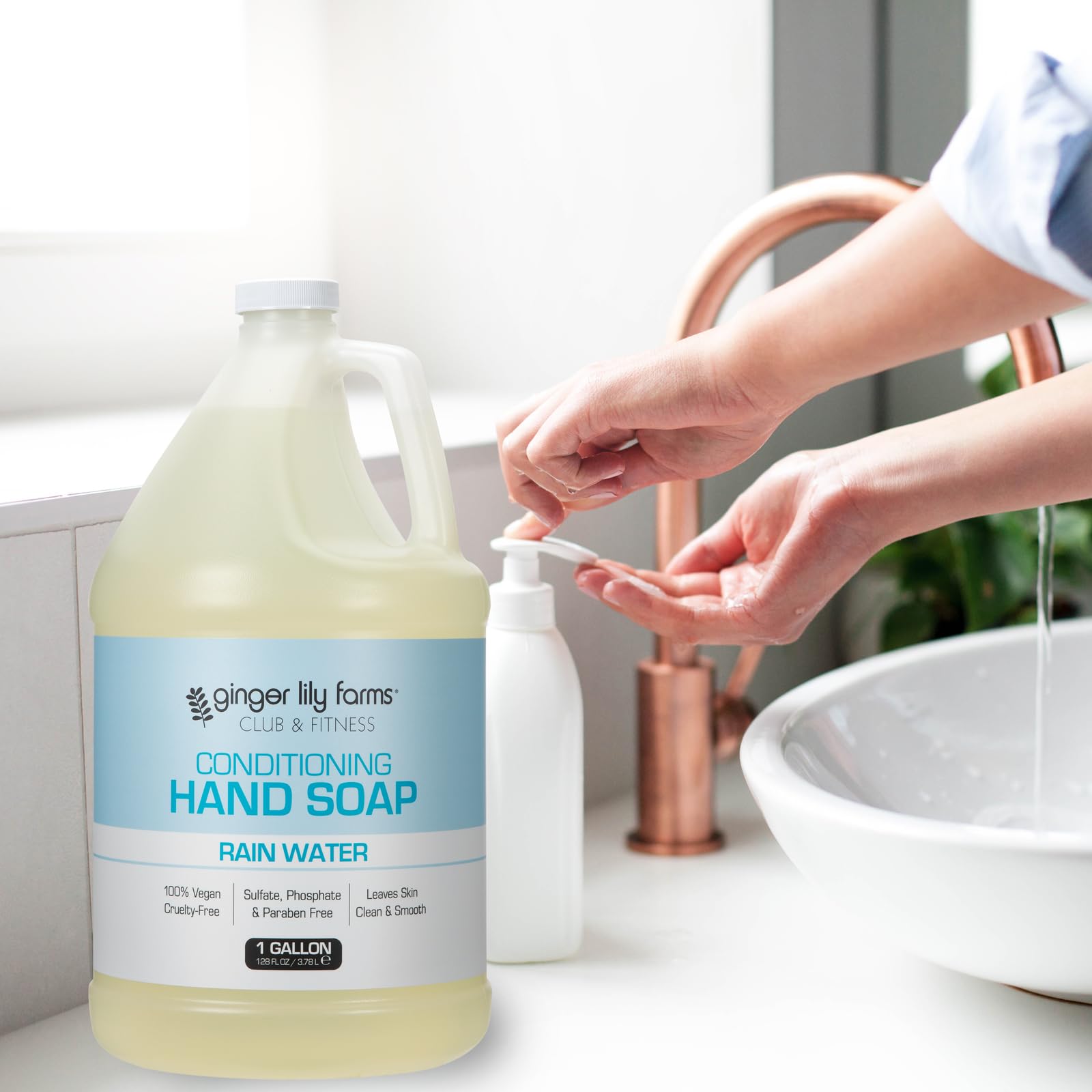 Ginger Lily Farms dispense-ready refill for practical, cost-effective hand care in shared spaces.