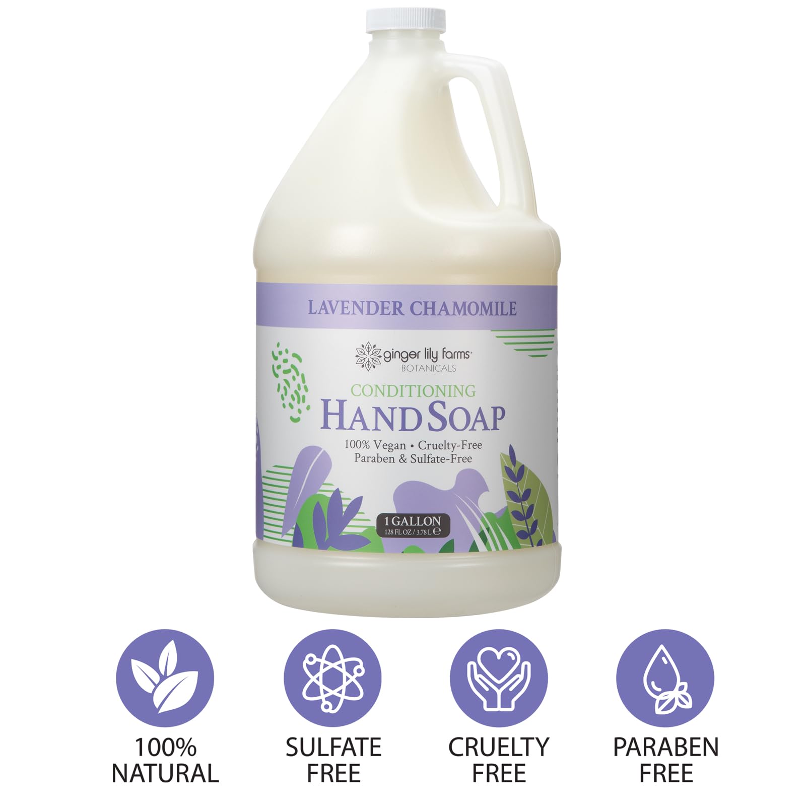 Ginger Lily Farms hand soap lather with creamy foam on hands.