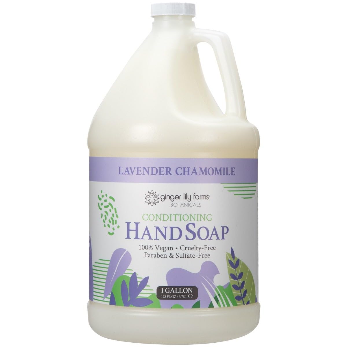 Ginger Lily Farms hand soap pump bottle with lavender chamomile provides a calming, gentle cleanse.