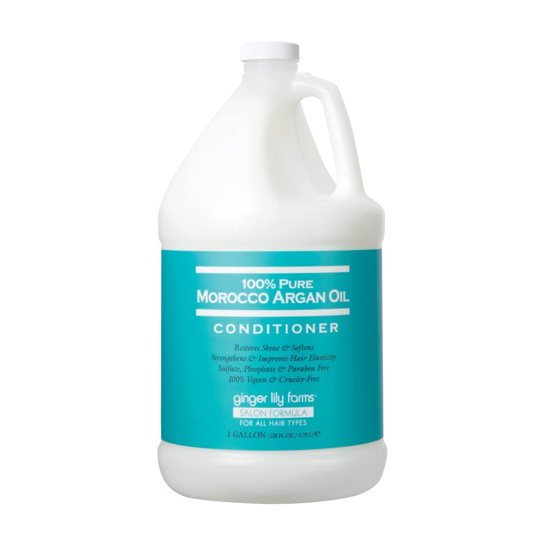 Ginger Lily Farms Argan Oil Conditioner bottle on shelf highlights all-hair-types hydration.
