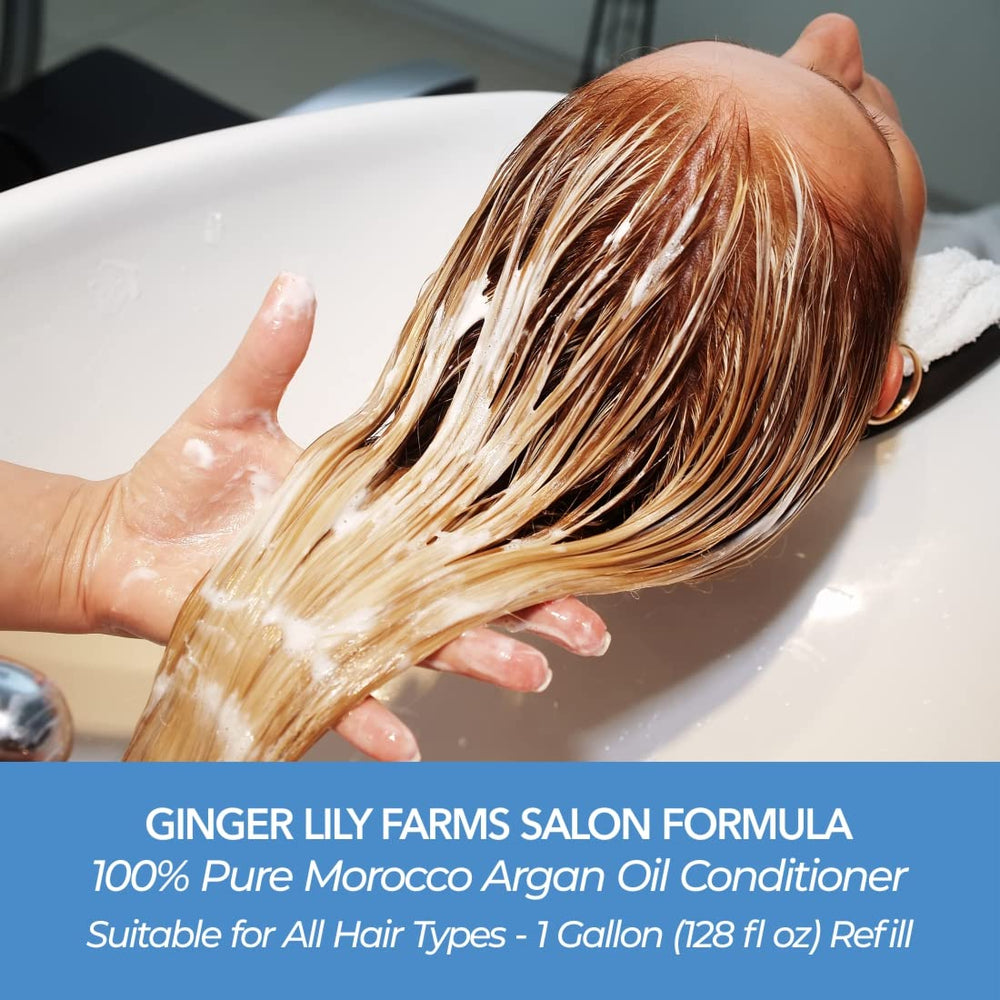 Ginger Lily Farms conditioner label close-up emphasizing vegan and toxin-free formula.