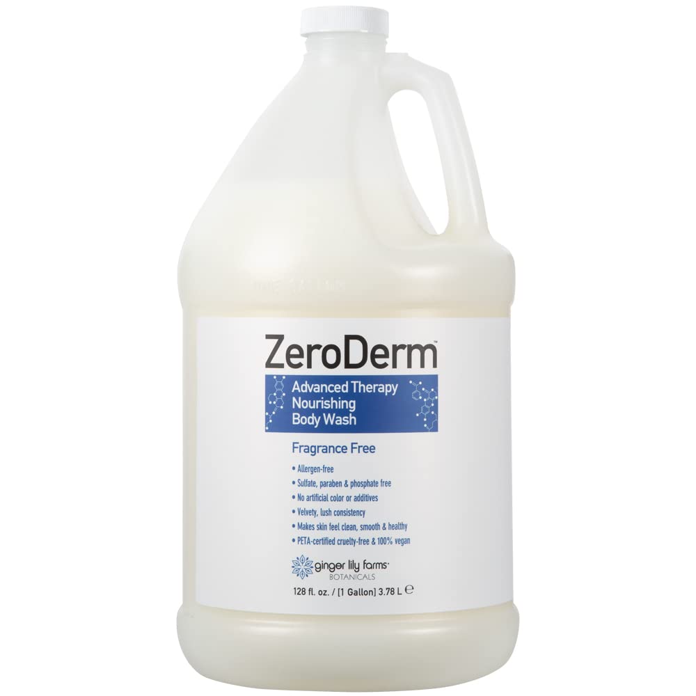 Ginger Lily Farms ZeroDerm Advanced Therapy bottle for gentle daily cleansing and moisturization.