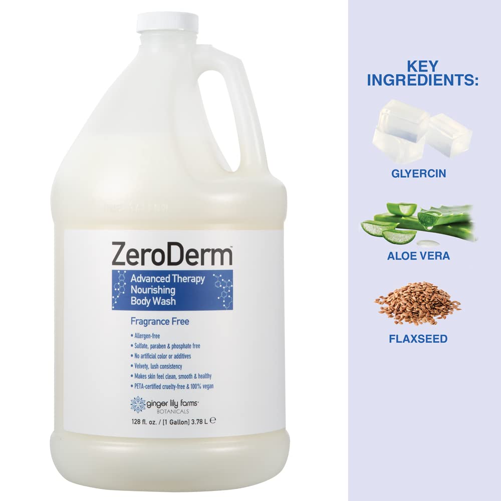Ginger Lily Farms ZeroDerm fragrance-free label, ideal for fragrance-sensitive users.