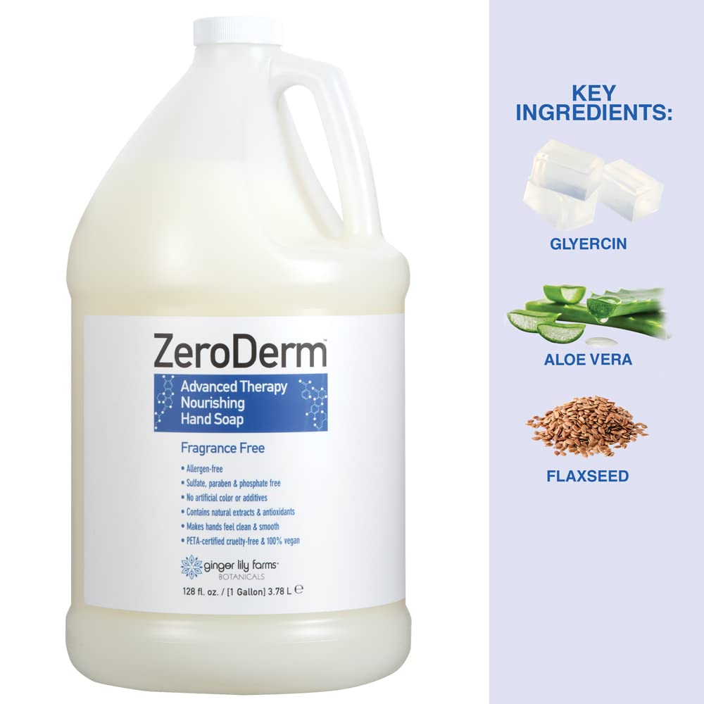 Allergen-free ZeroDerm hand soap from Ginger Lily Farms is gentle for noses and skin.