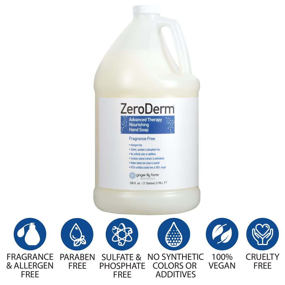 Fragrance-free ZeroDerm by Ginger Lily Farms supports sensitive skin during hand washing.