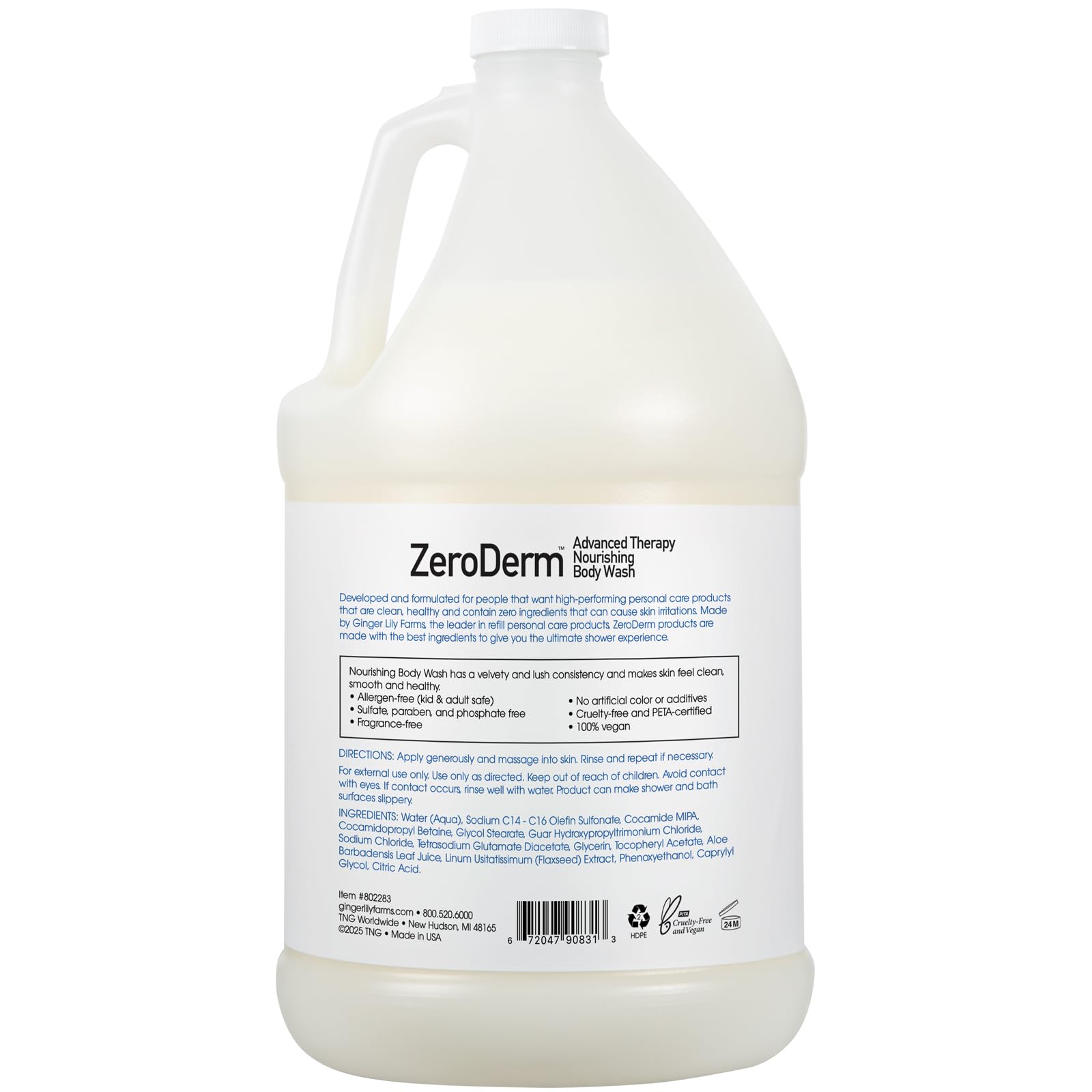 Ginger Lily Farms ZeroDerm foamy lather indicating rich hydration for skin.