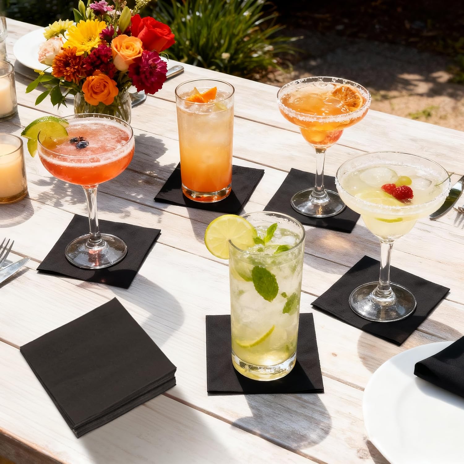 Ginkgo 2-ply napkins deliver reliable absorbency for cocktails and snacks.